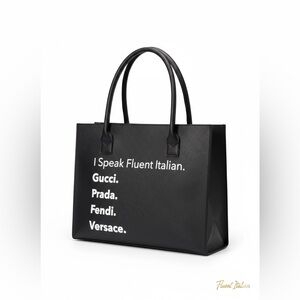 LA TC Vegan Leather Tote I Speak Fluent Italian. Bag Purse